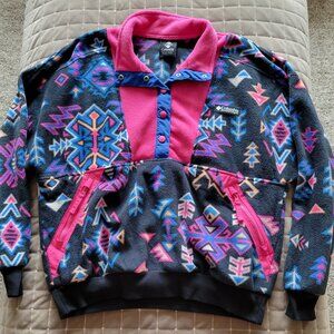 Columbia Fleece with Pink and Blue Geometric Pattern